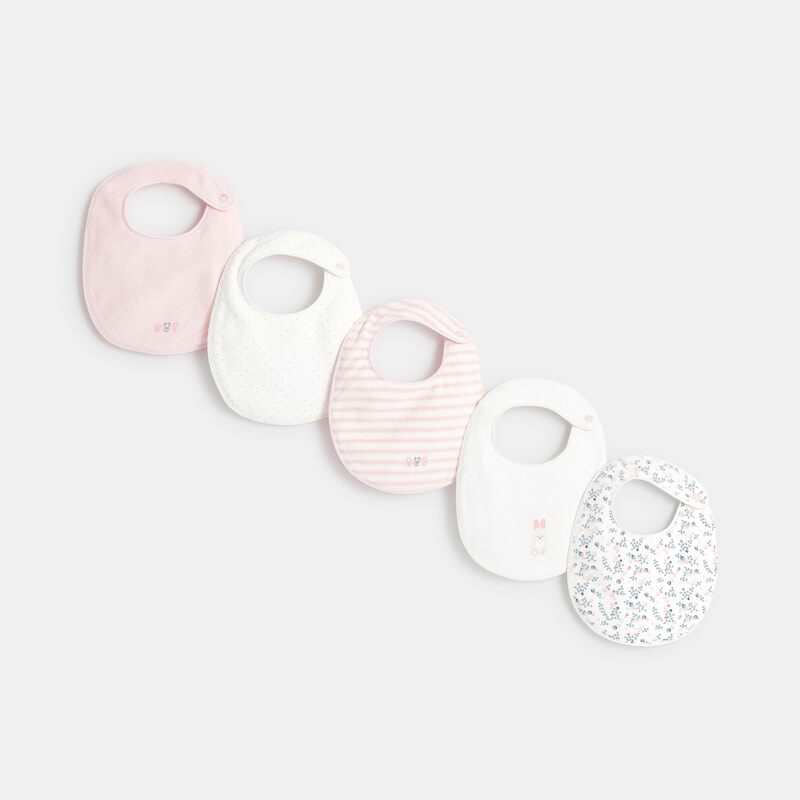 Bavoir éponge assorti (lot de 5) rose naissance