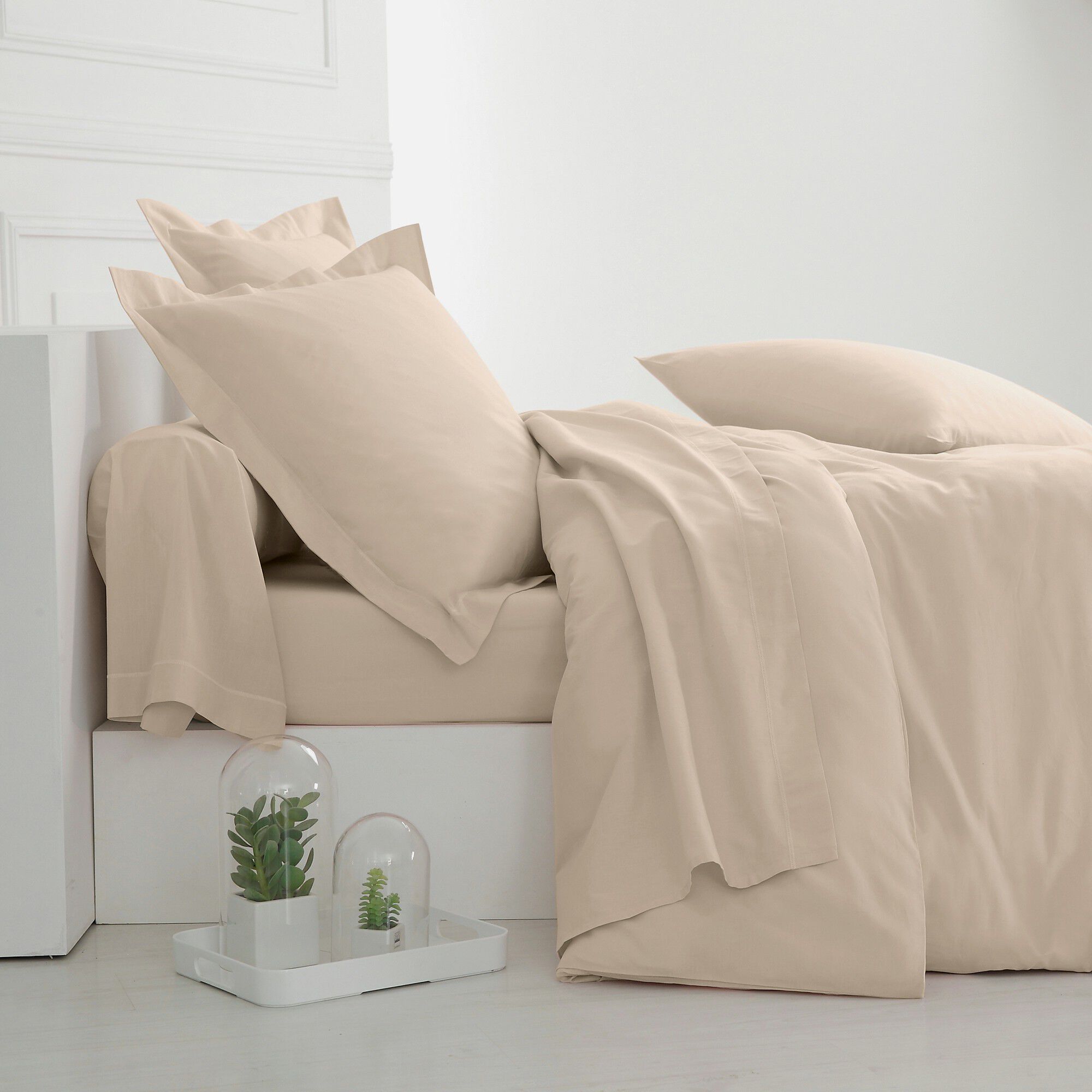 Linge de lit uni polyester-coton Colombine