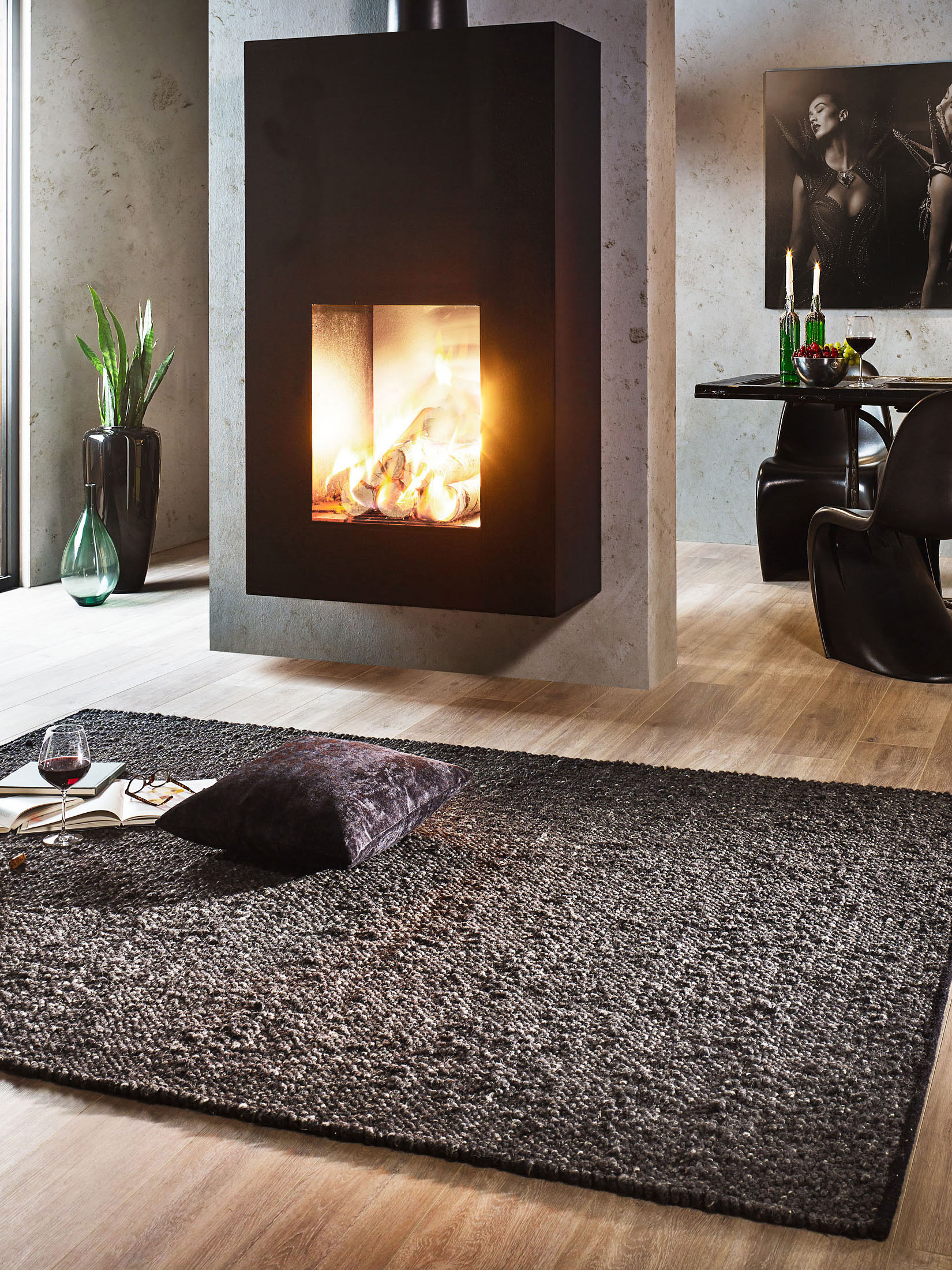 Borgholm Woll-Teppich, Black