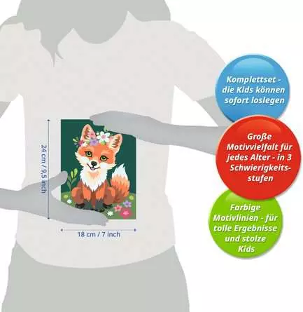 CreArt Blumiger Fuchs - Malen nach Zahlen für Kinder ab 9 Jahren