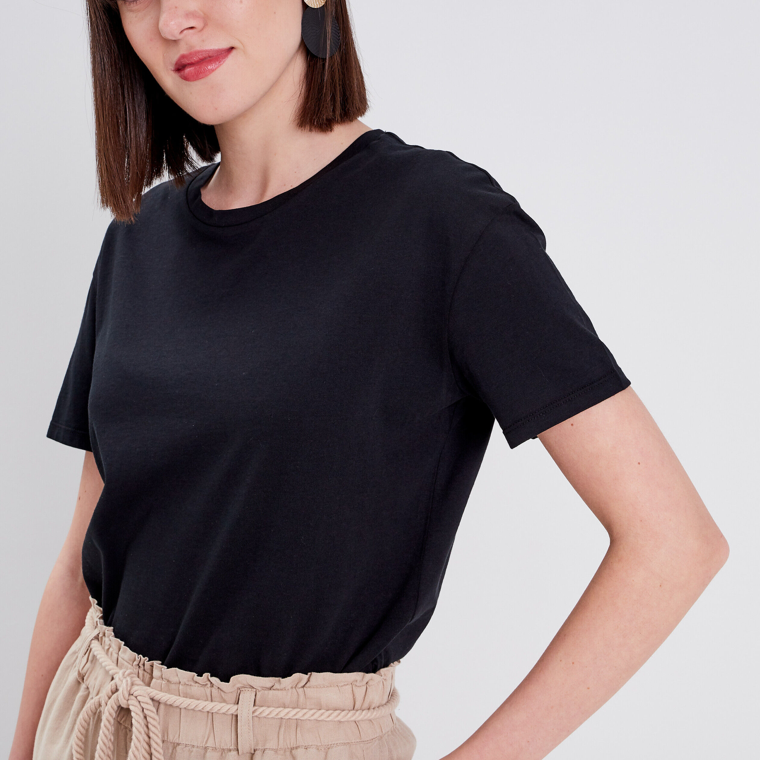 T-shirt manches courtes noir femme | Cache Cache