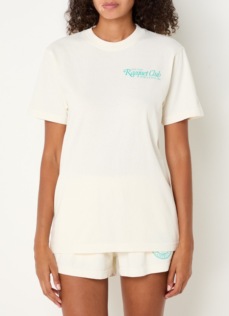 T-shirt Sporty & Rich 94 Racquet con logo e stampa sul retro.