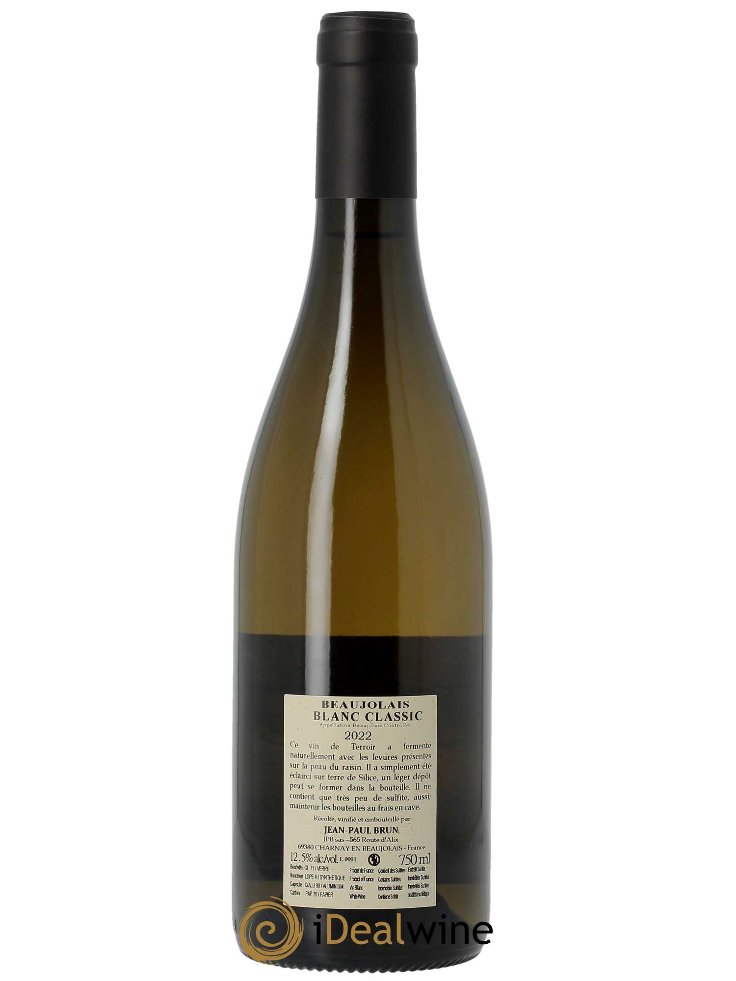 Beaujolais Chardonnay Classic Terres dorées - J-P. Brun (Domaine des)  2022 - Lot de 1 Bouteille