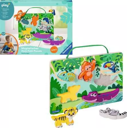 Ravensburger Play+ Magnetisches Holz-Fühl-Puzzle: Dschungel