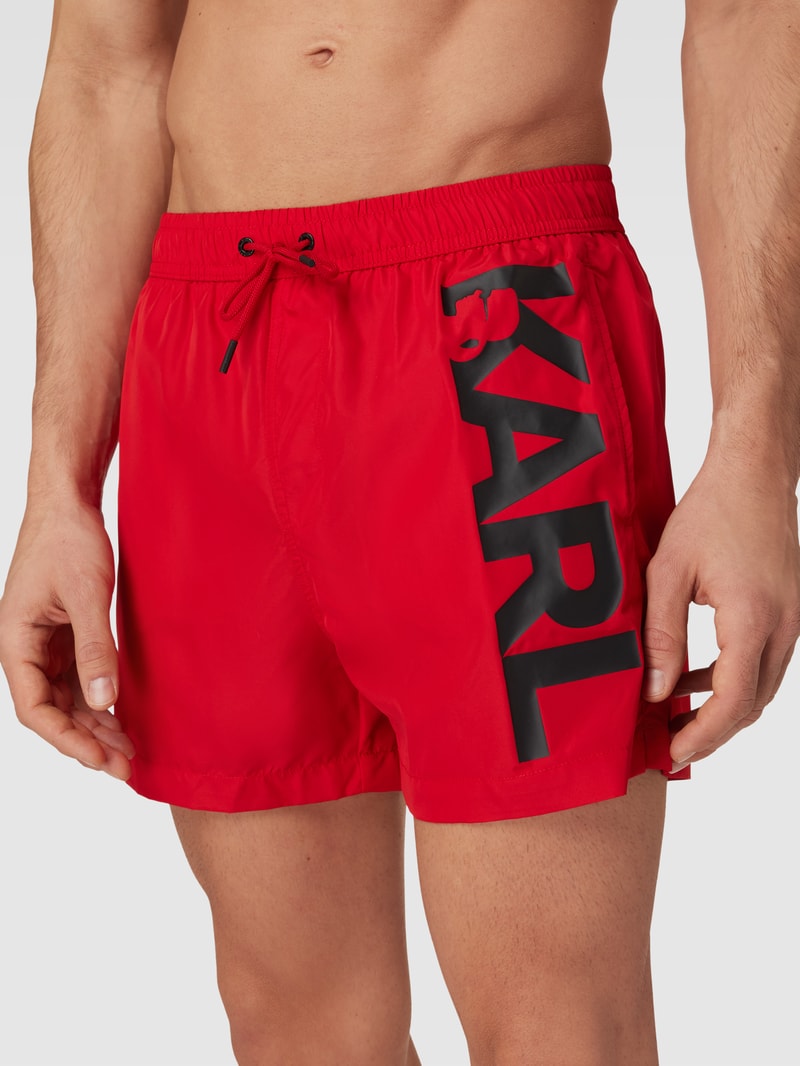 Badehose mit Logo-Print in rot