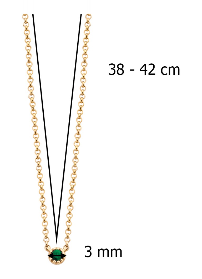 Diamond Point Yellow gold necklace 0.04 ct emerald Joy