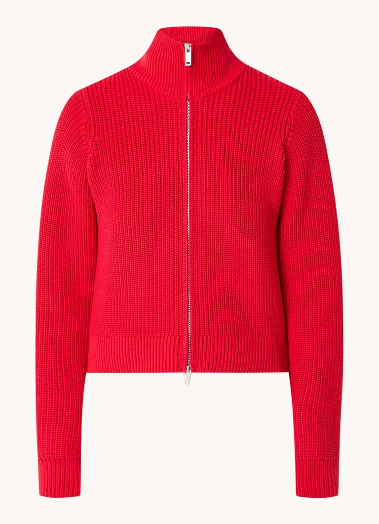 Envii grovstrikket cardigan med ståkrage