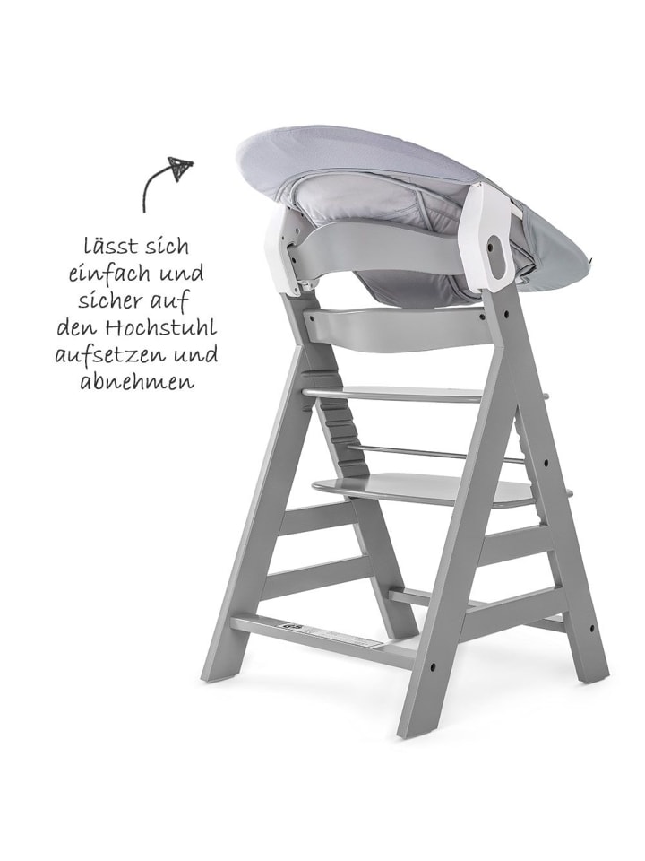 Hauck Alpha Plus Grey Newborn Set - 4-tlg. Hochstuhl   in grau günstig kaufen onesize