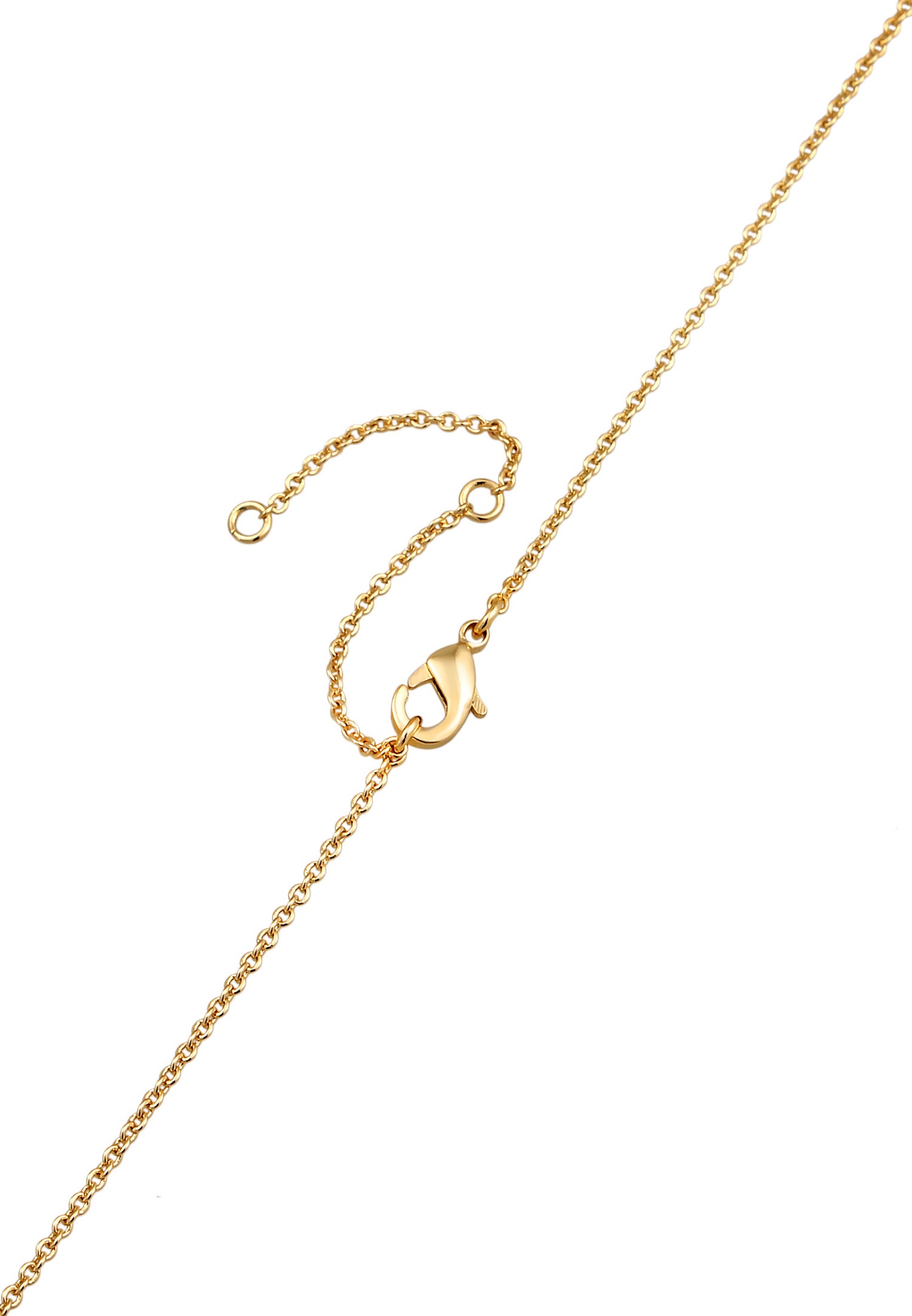 Ciondolo rotondo da donna Elli, con motivo geometrico color oro e cristalli.
