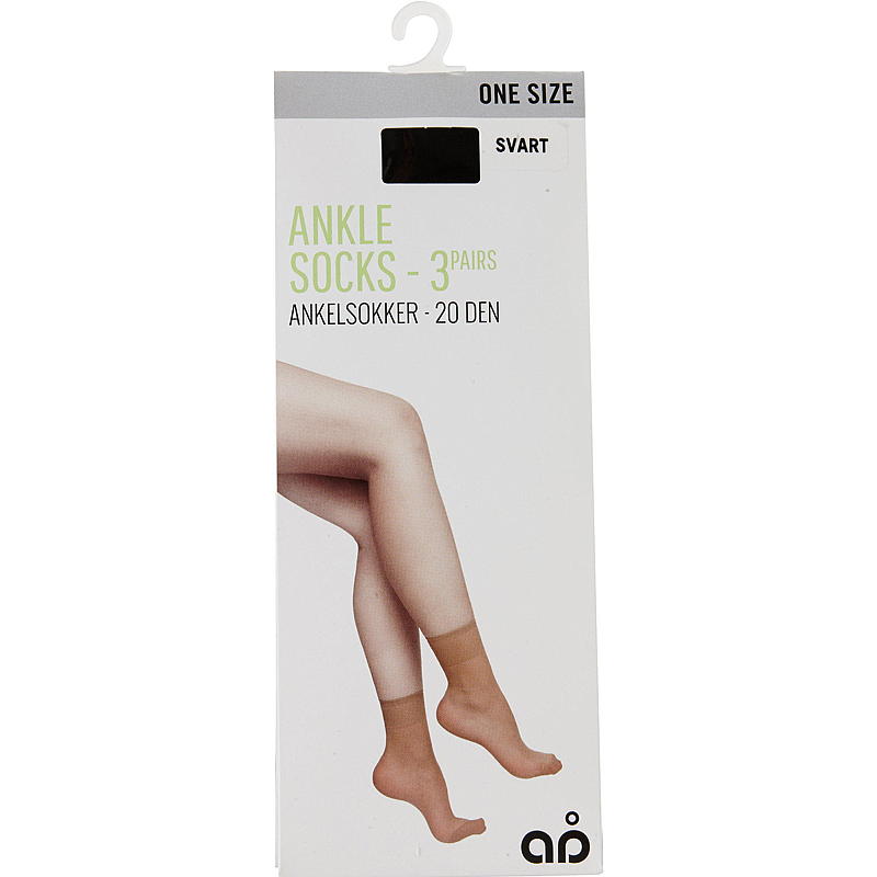 Aå Ankelsokk 3-pk Sort, 20 den