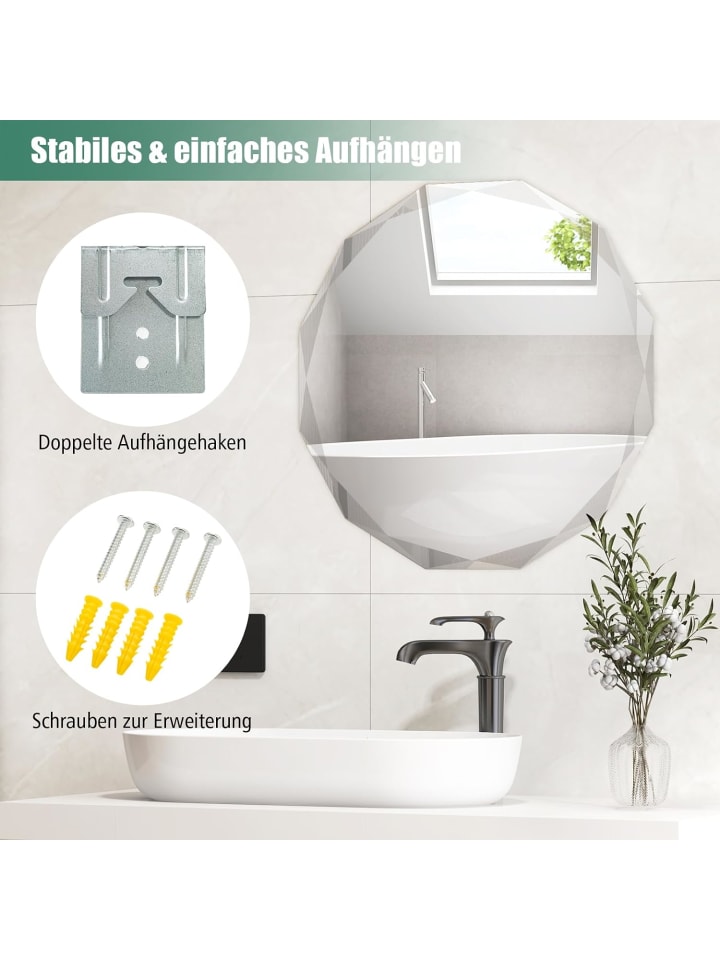 COSTWAY Badspiegel 76x76x5cm in Silber günstig kaufen onesize