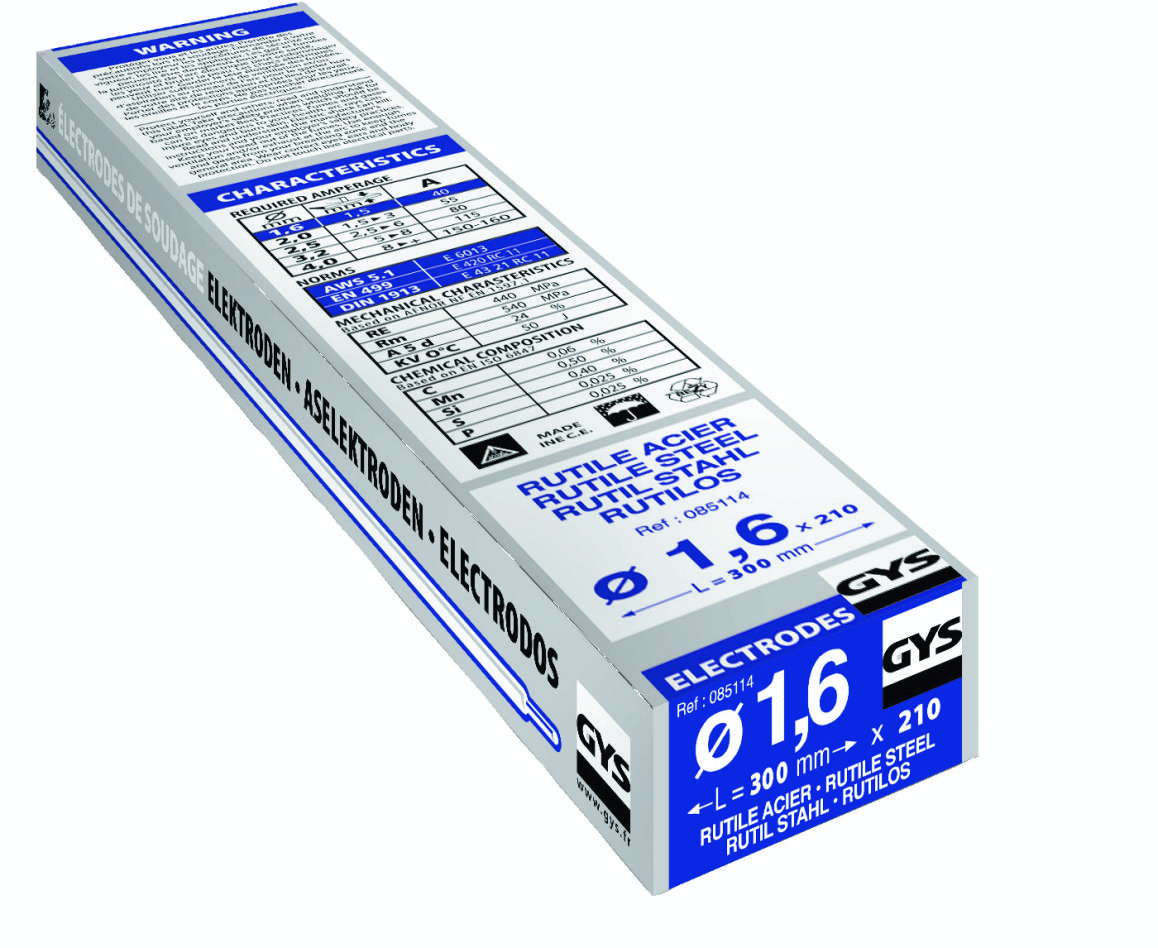 Gys 5193085114 Electrodos de acero Ø1,6 x 300 mm 210 piezas