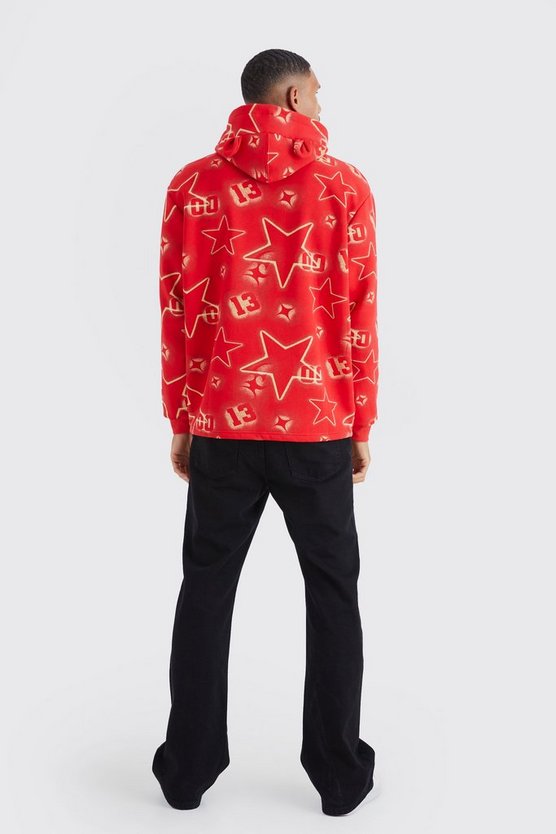 Tall Oversize Hoodie mit Graffiti Eat Print