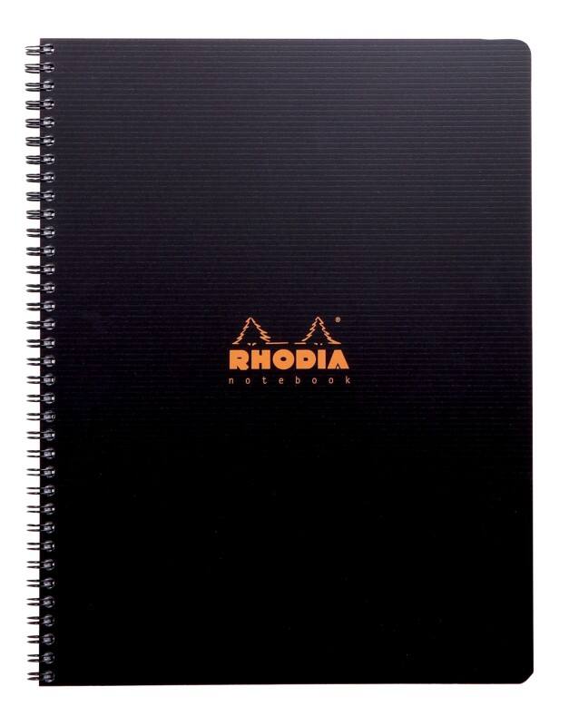 Rhodia Notizbuch DIN A4  Kariert Spiralbindung PP (Polypropylen) Schwarz Perforiert 160 Seiten 80 Blatt