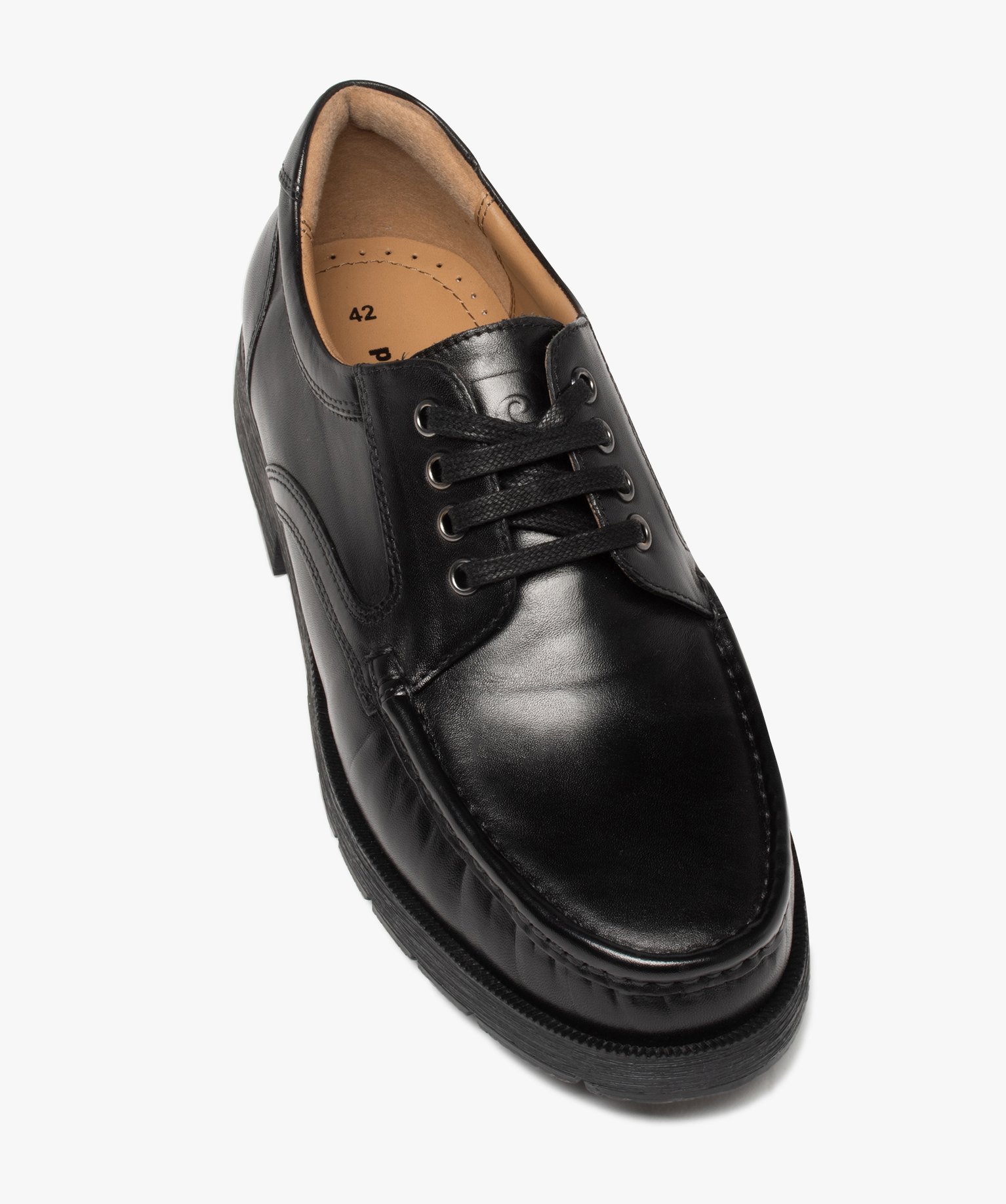 Derbies homme dessus en cuir uni avec lacets plats - Pierre ... noir | GEMO