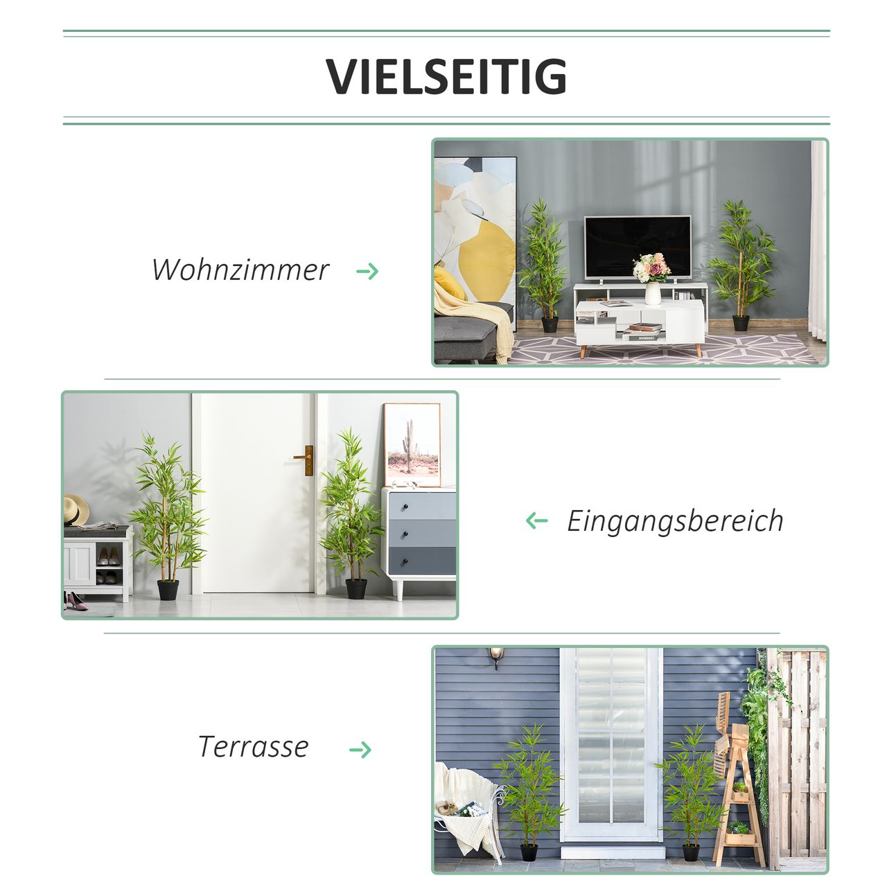 Outsunny Künstlicher Bambus Kunstpflanze Dekoration Kunstbaum Baumdekoration 120cm