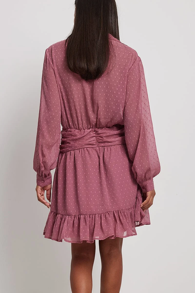 Mini-Kleid mit Dobby-Taillen-Detail