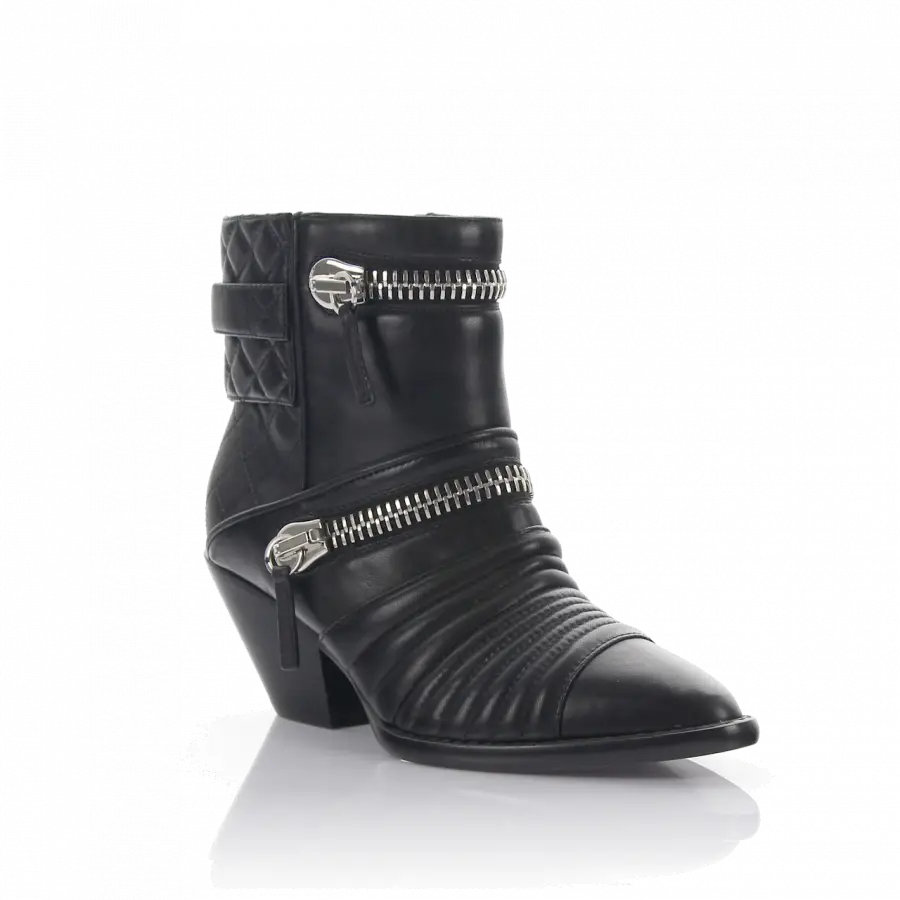 Giuseppe Zanotti - Stiefeletten Nappaleder Zierreißverschluss schwarz - schwarz