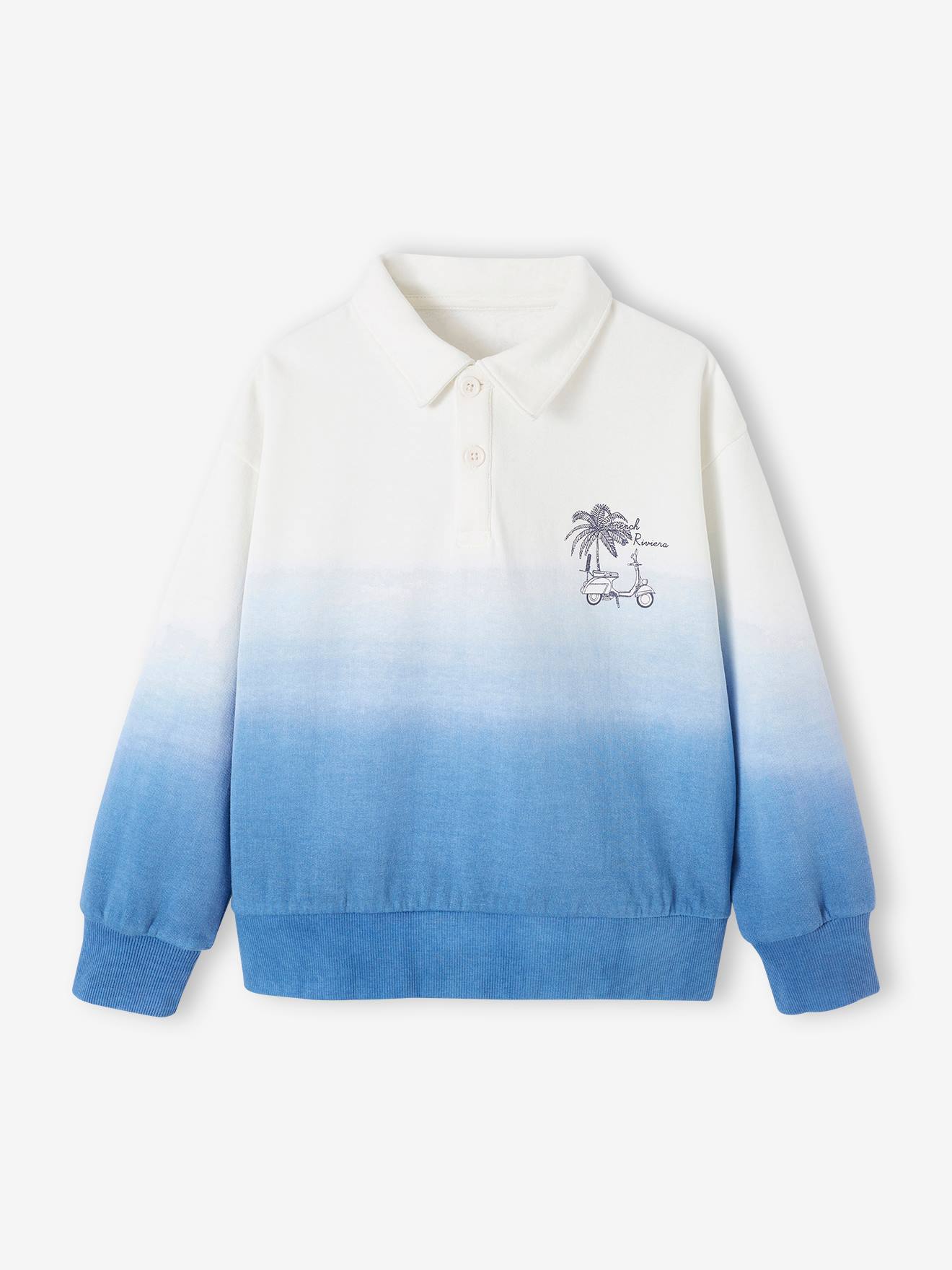 Vertbaudet Jungen Sweatshirt mit Polokragen - azurblau