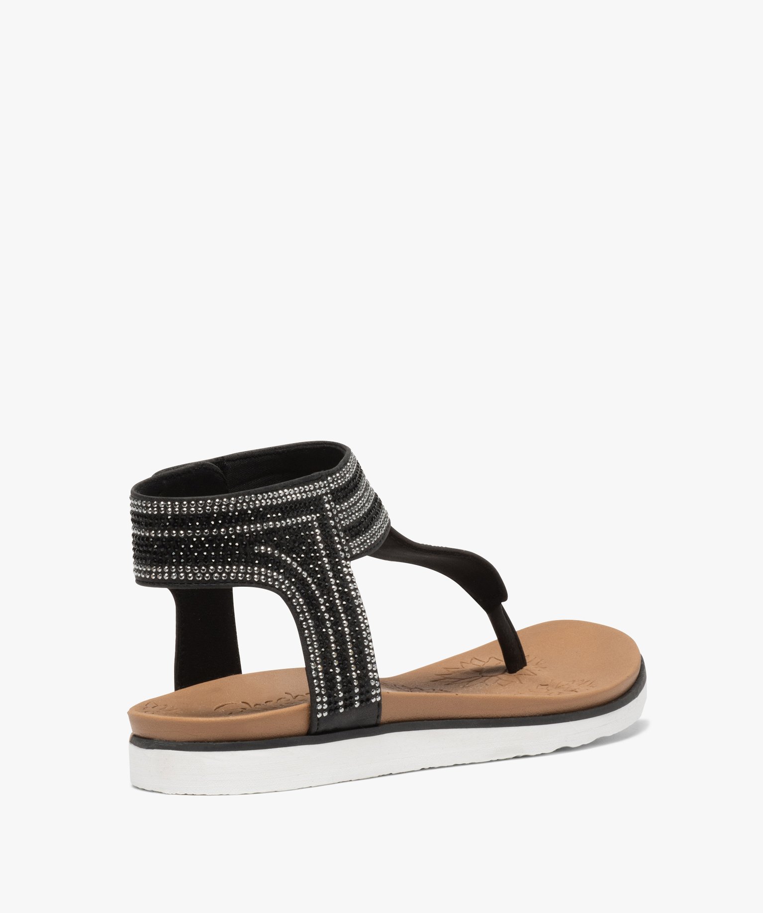 Sandales femme à entre-doigts et à strass - Skechers noir | GEMO