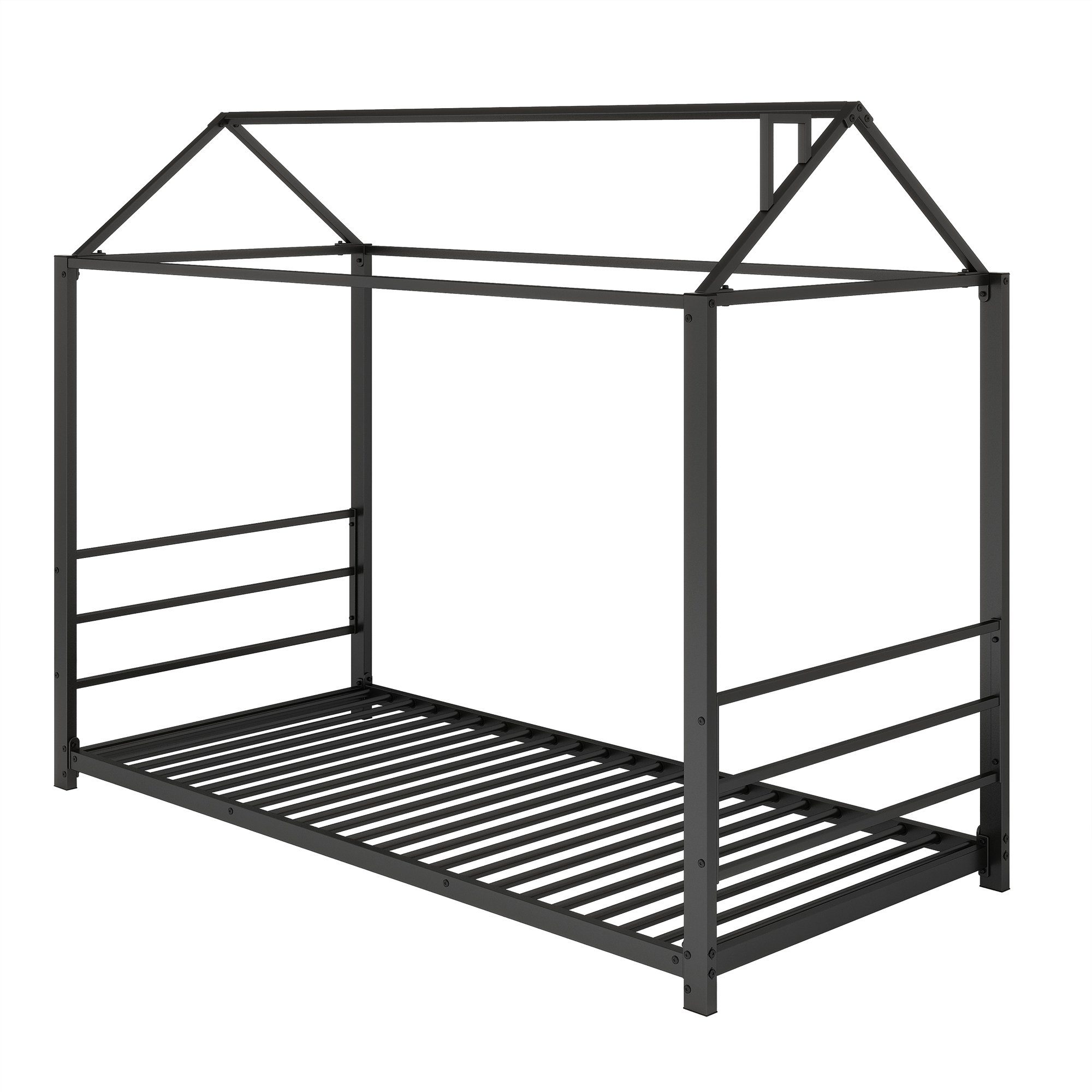 Celya Metallbett 90 x 200cm Kinderbetten,Hausmodellierende Kinderbetten, Einzelbetten, Plattform, Schwarz