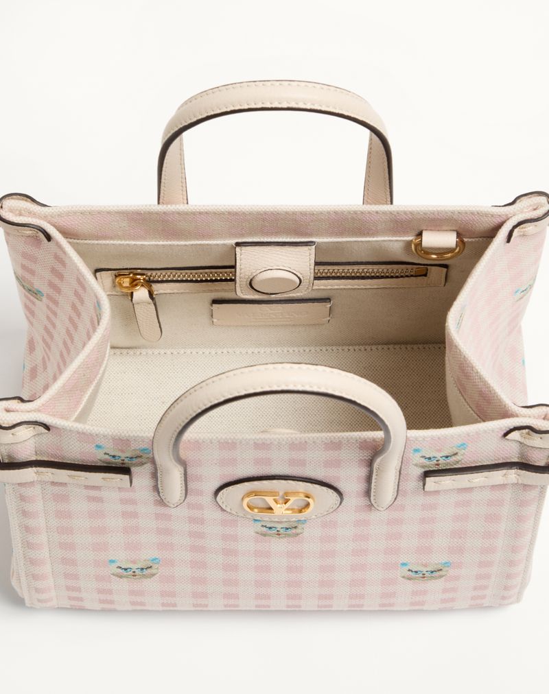 Valentino Garavani Antibes kleine boodschappentas van Vichy-canvas Le Chat De La Maison