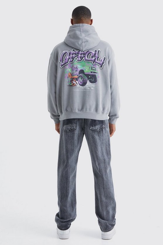 Oversize Hoodie mit Truck-Print