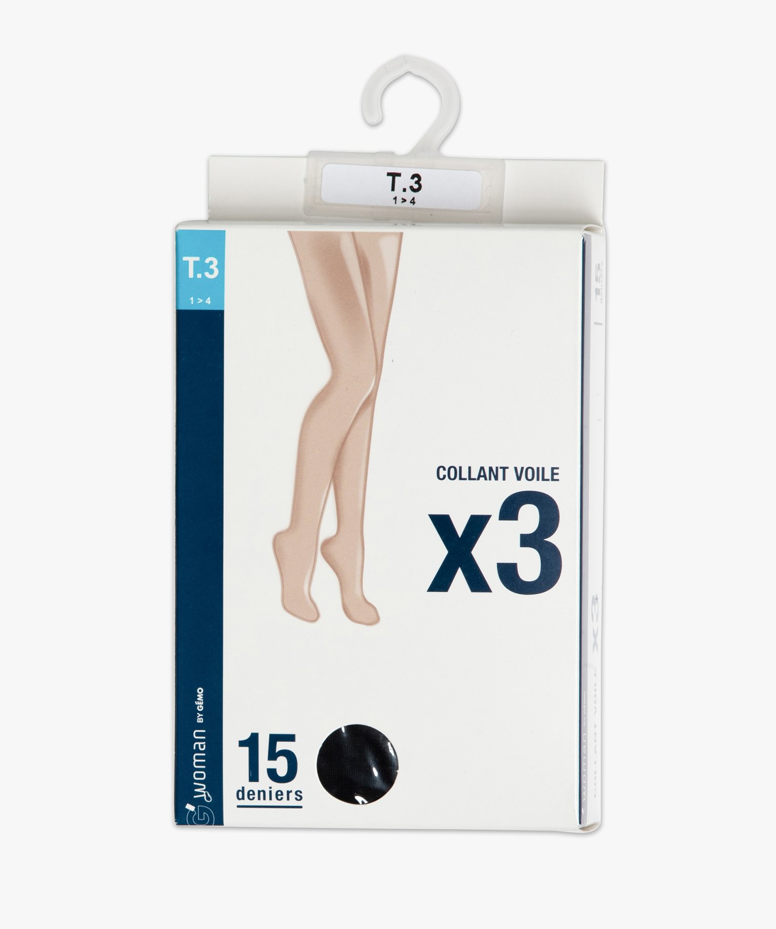 Collants femme voile 15 deniers (lot de 3) noir | GEMO
