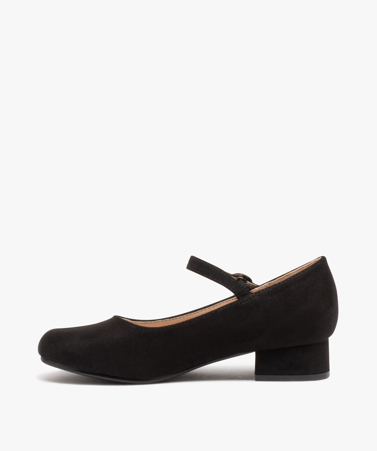 Ballerines fille unies à talon carré et bride à boucle noir | GEMO
