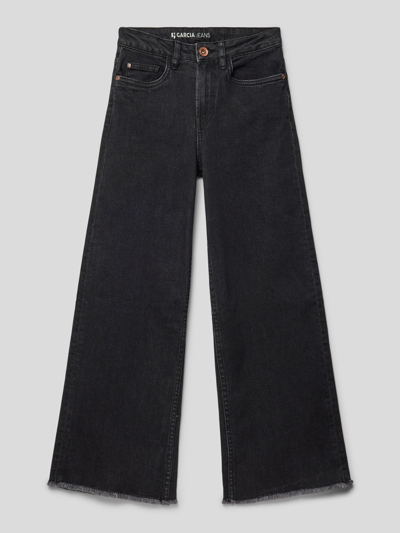 Wide Leg Jeans mit französischen Eingrifftaschen Modell 'ANEMAY' in anthrazit