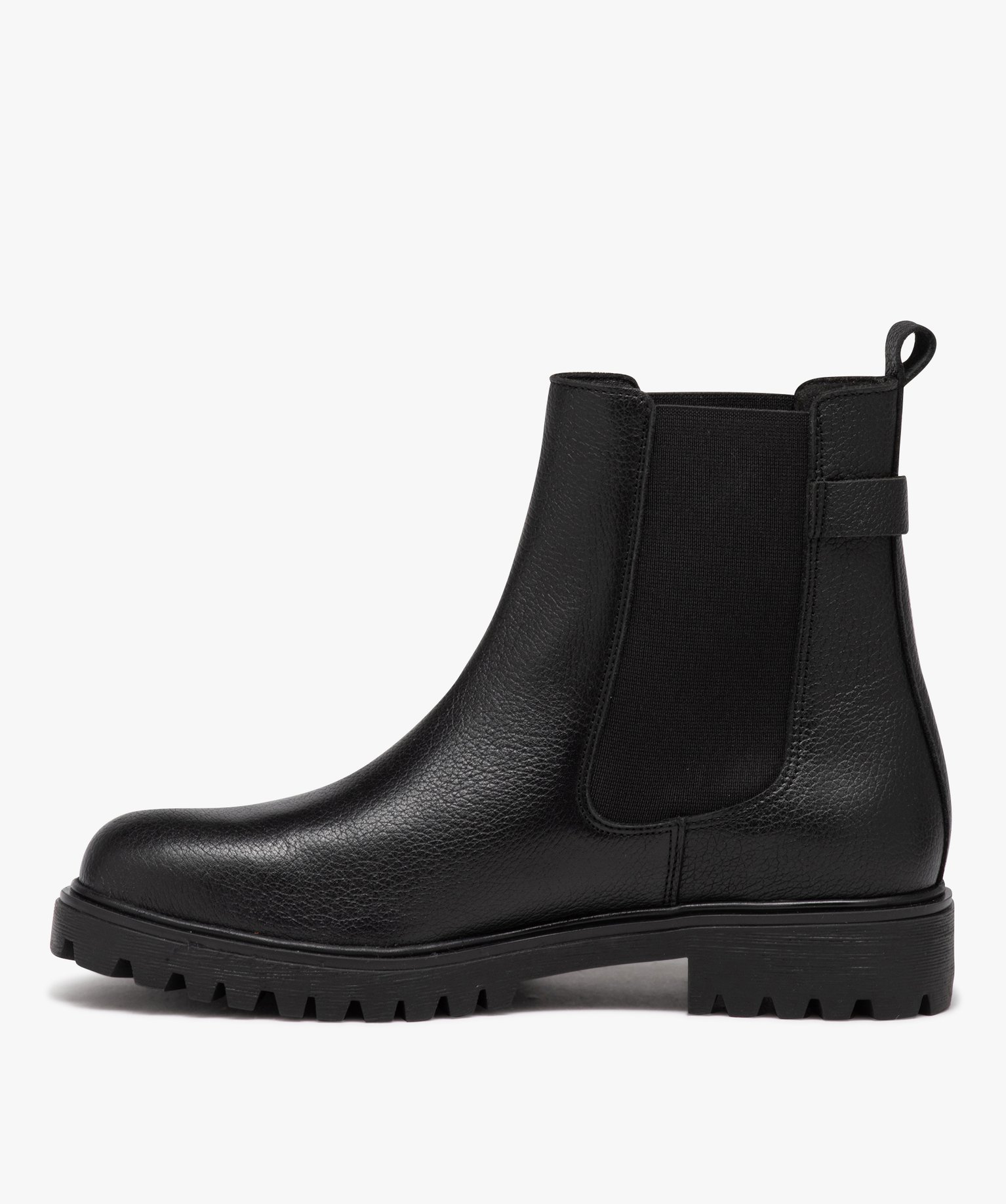 Boots femme unies style Chelsea à semelle crantée - Taneo noir | GEMO