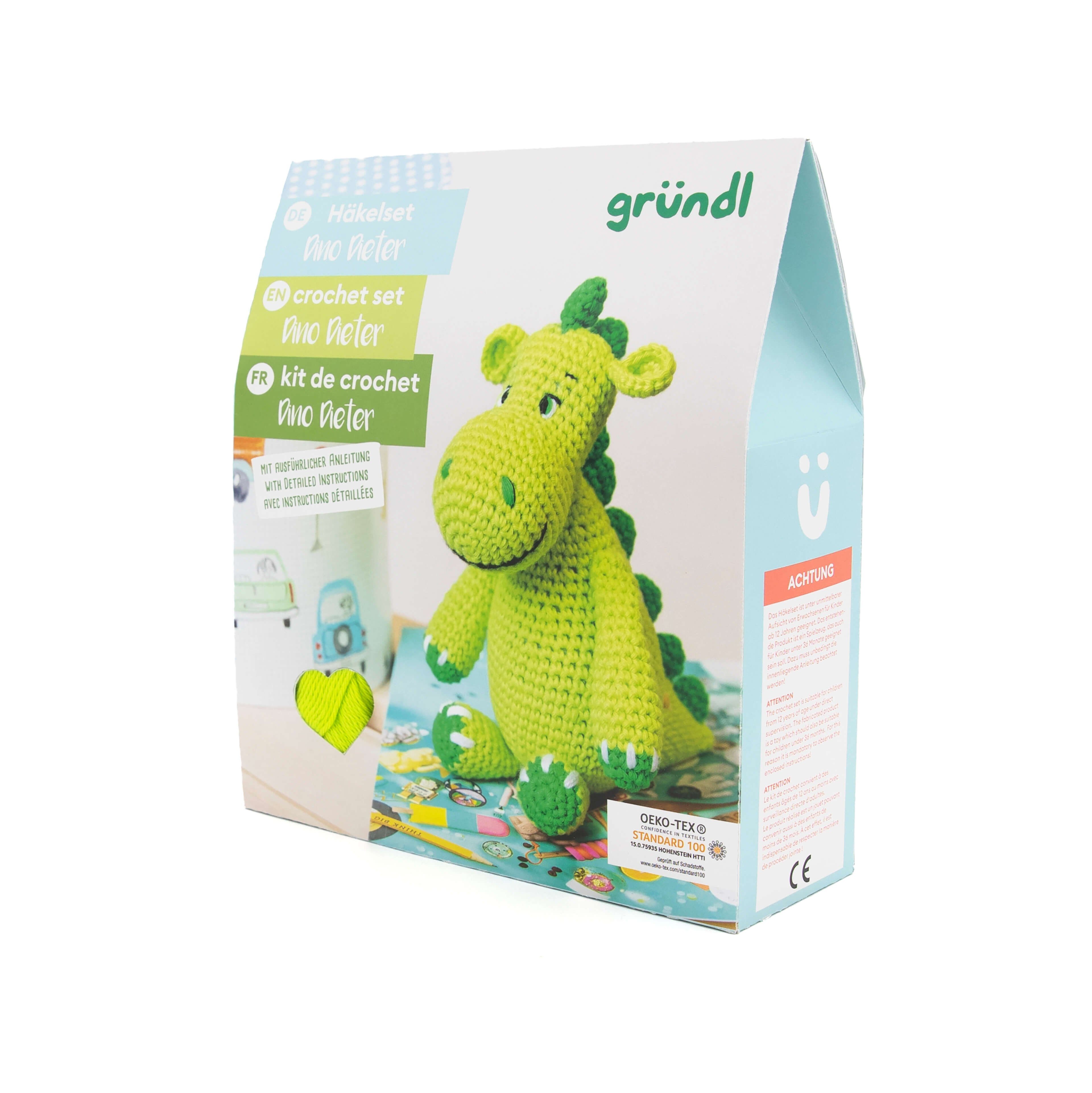 Gründl Häkeltiere Set komplett mit Anleitung Füllwatte und Häkelnadel, Häkelwolle, (Amigurumi), Häkelset