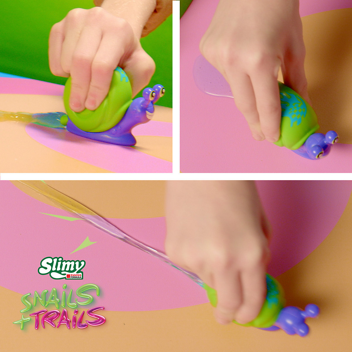 SLIMY® Snails + Trails - lustige Schnecken mit extra glitschigem Original Slimy Slime und bunten Schneckenhäusern