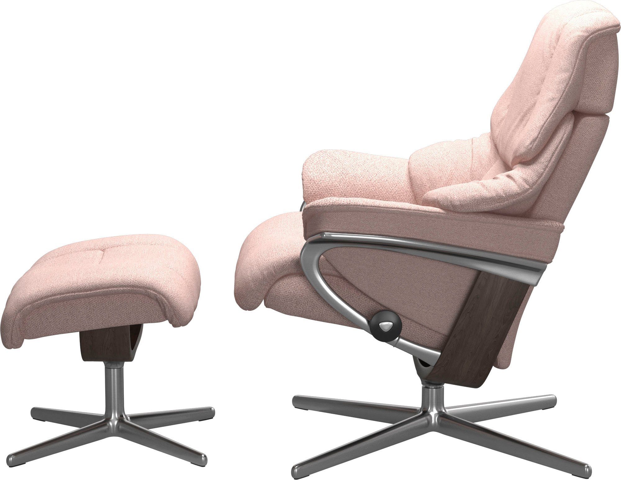 Stressless® Relaxsessel Reno (Set, Relaxsessel mit Hocker), mit Hocker, mit Cross Base, Größe S, M & L, Holzakzent Wenge