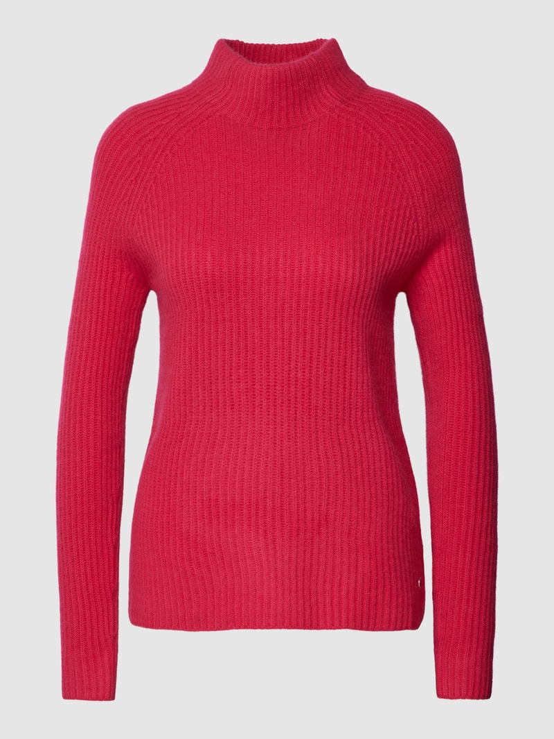 Rollkragenpullover aus Kaschmir mit Rippenstruktur in pink