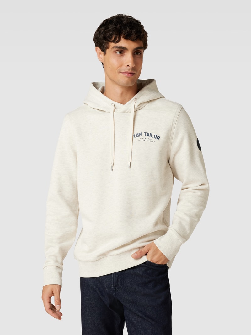 Hoodie mit Viskose-Anteil und Logo-Detail in beige