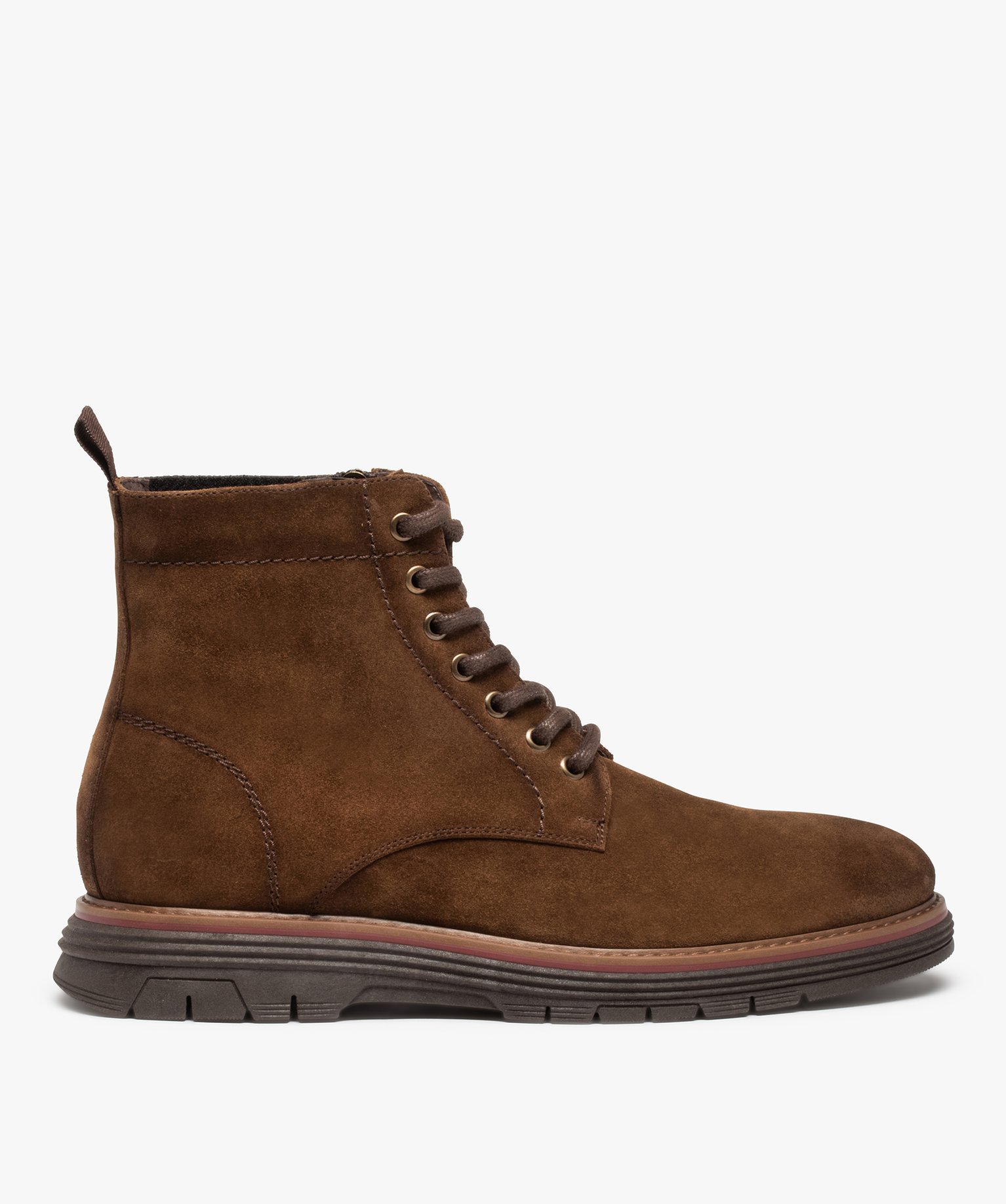 Boots homme unies dessus cuir à lacets - Tanéo marron | GEMO