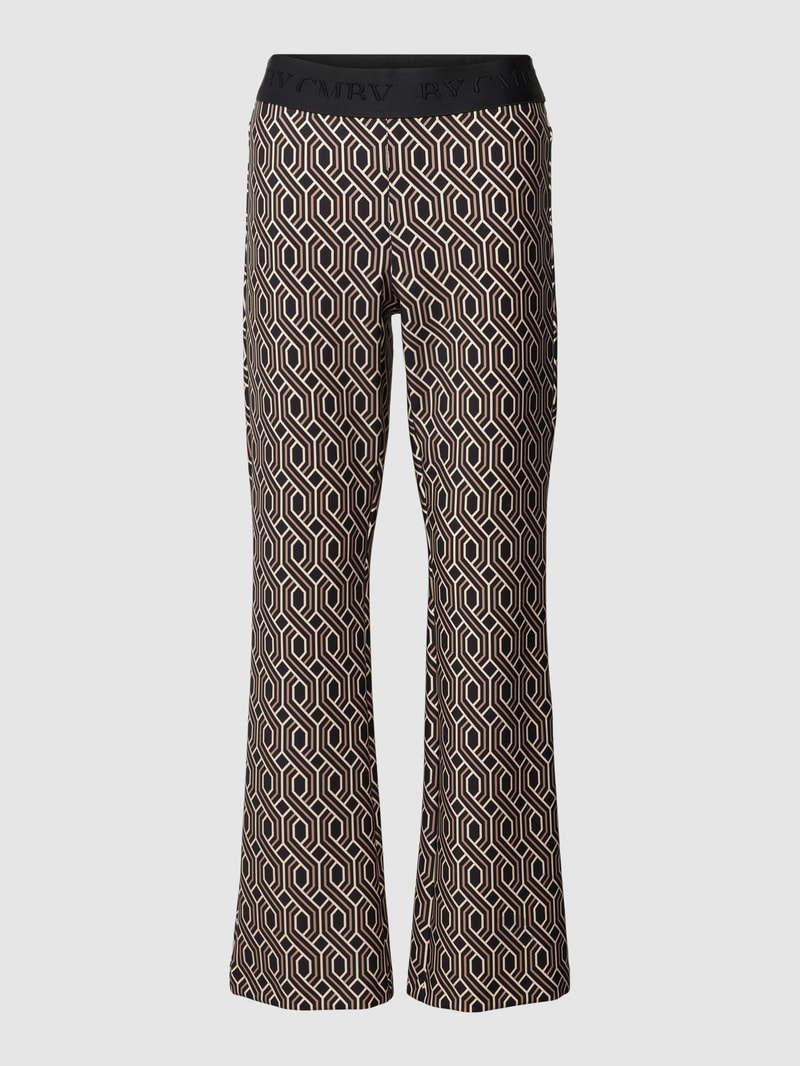 Stoffhose mit Allover-Muster Modell 'RANEE' in schwarz