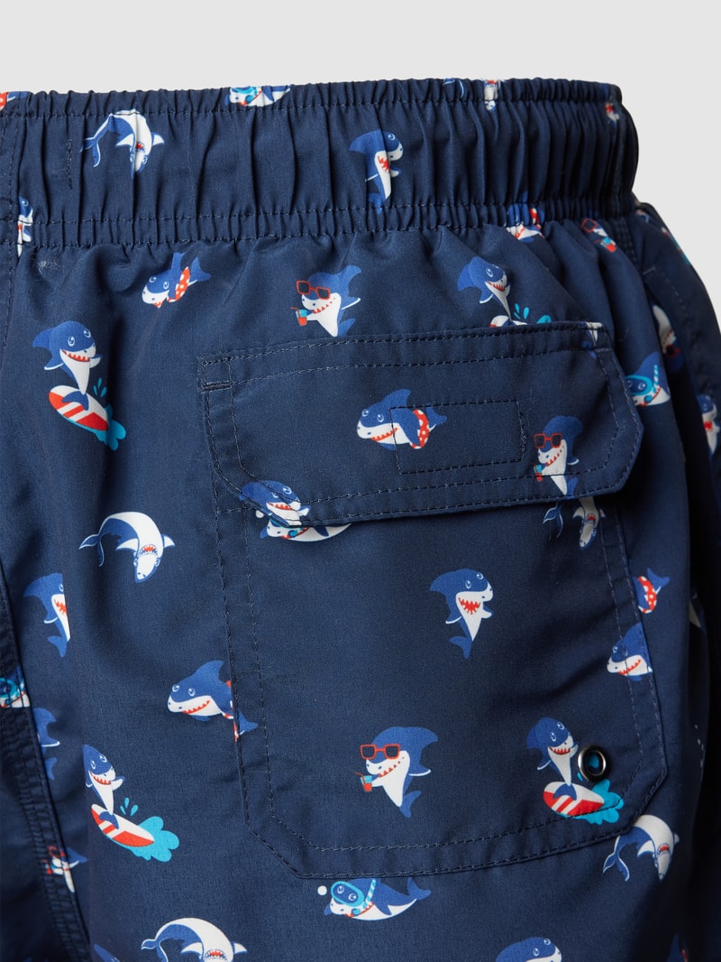 Badehose mit Motiv-Print in marineblau