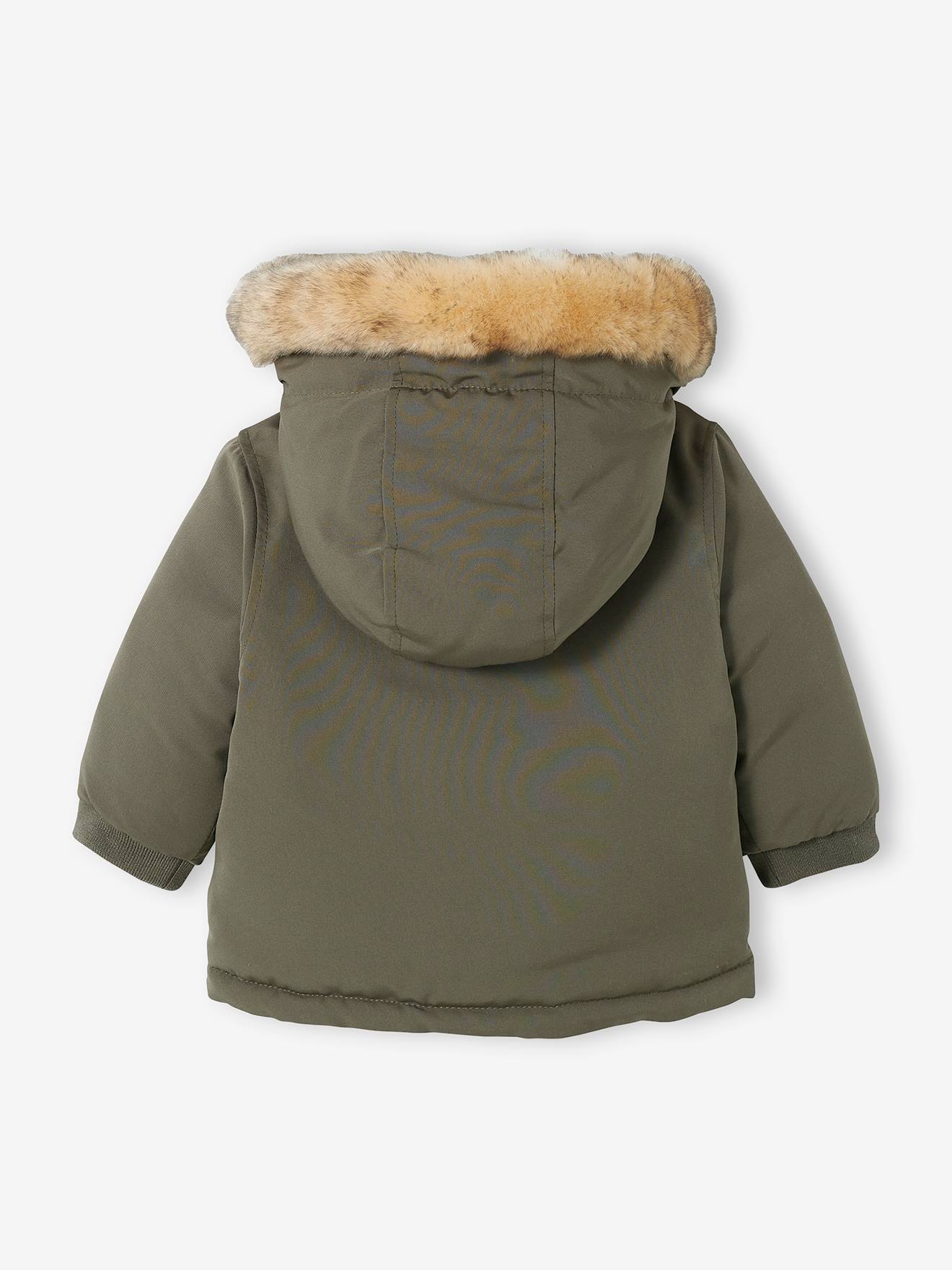 Parka réversible bébé kaki