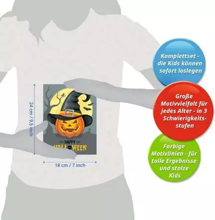 CreArt Happy Halloween - Malen nach Zahlen für Kinder ab 9 Jahren