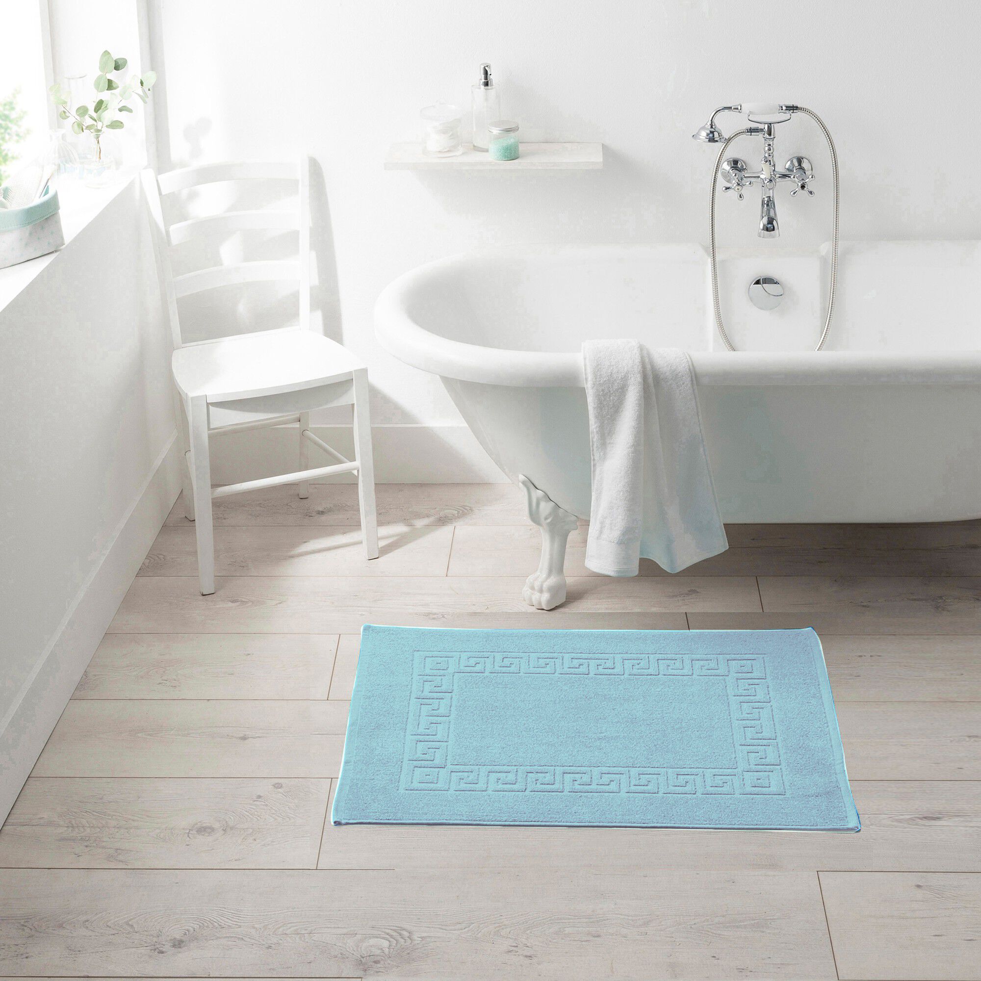 Tapis de bain éponge liteau motif frise grecque