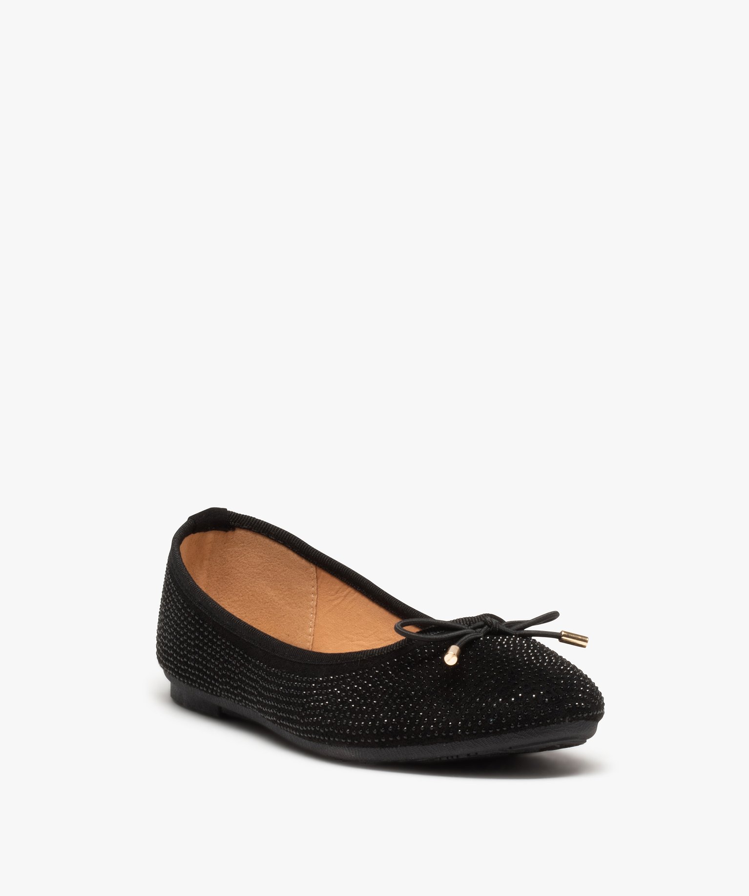 Ballerines à strass avec n?ud décoratif femme noir | GEMO