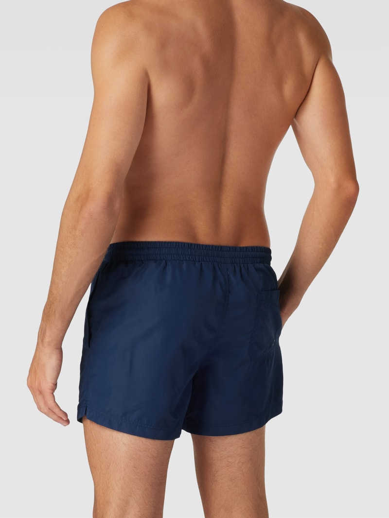 Badeshorts mit Label-Stitching Modell 'COSTUME' in marineblau