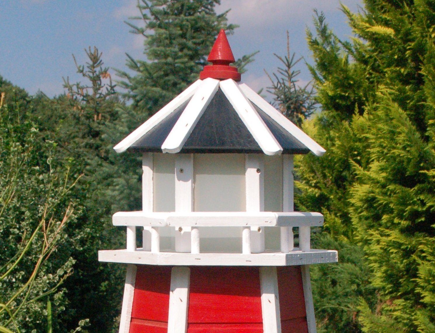 DSH DEKO SHOP HANNUSCH Gartenfigur Leuchtturm 1,40 m Holz mit 230 V Beleuchtung