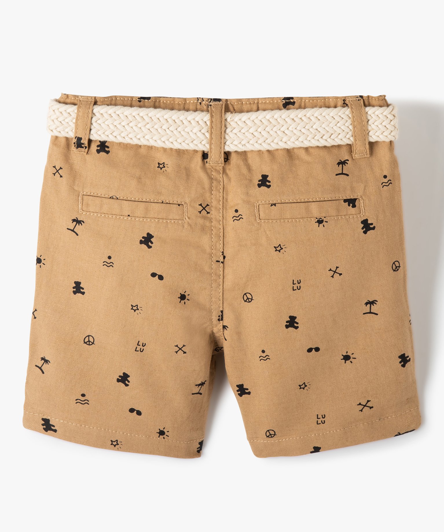 Short bébé Garçon imprimé en lin et coton - LuluCastagnette beige | GEMO