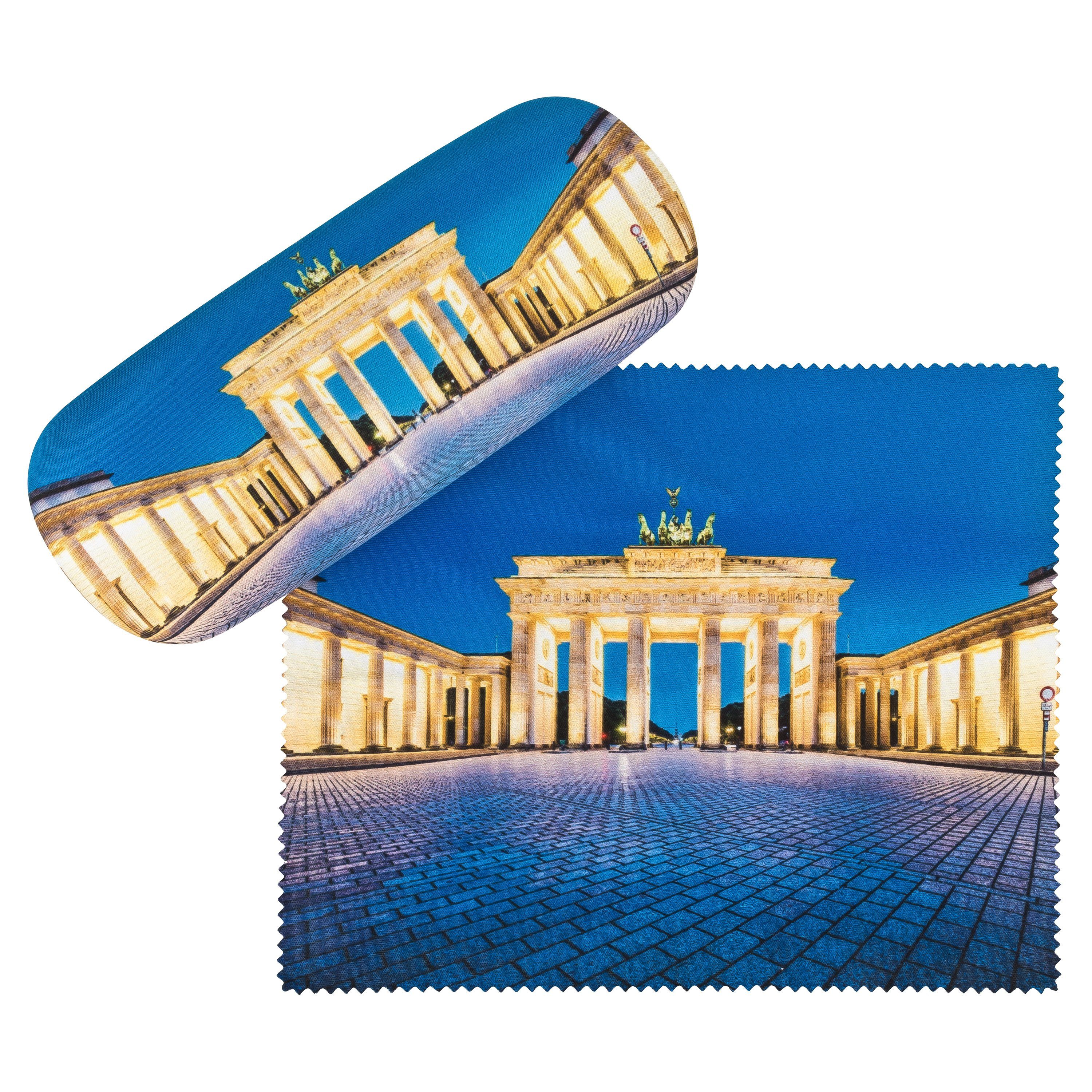 von Lilienfeld Brillenetui Brillenetui Brandenburger Tor Brillenputztuch Hardcase mit Stoffbezug, hochwertiges Putztuch mit demselben Motiv