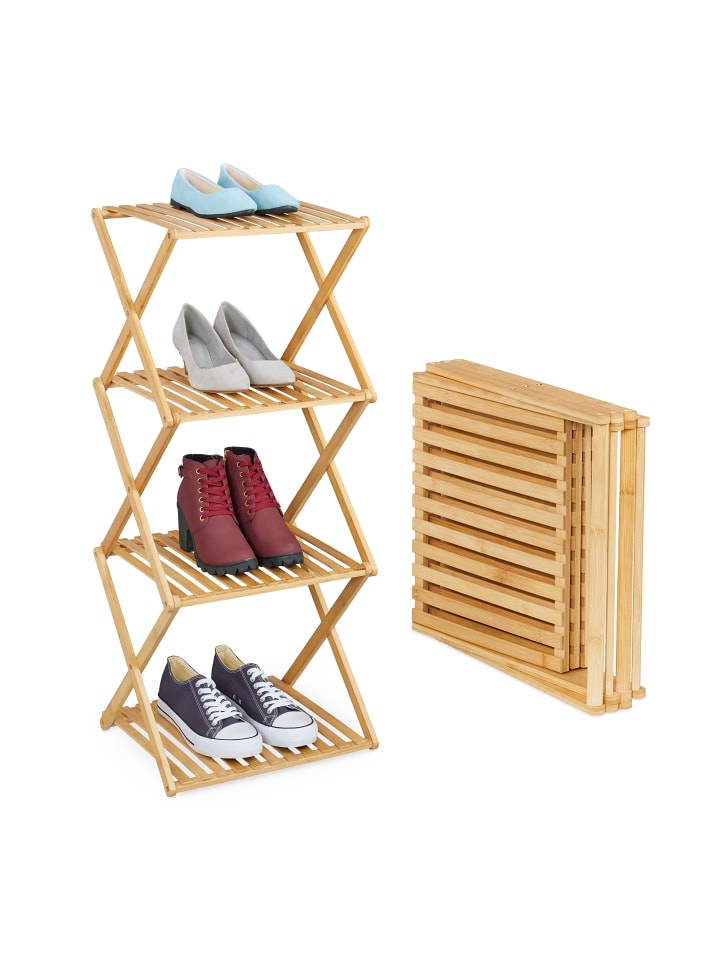 relaxdays Faltbares Schuhregal in Natur - (B)40 x (H)86 x (T)34 cm günstig kaufen onesize