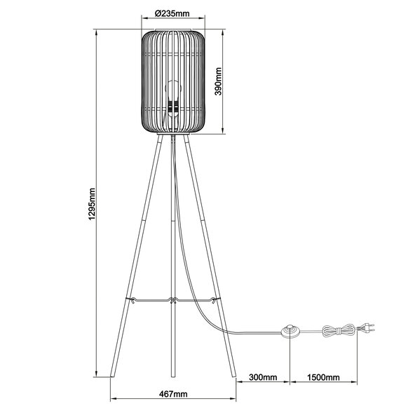 Stehleuchte Woodrow, 130 cm
