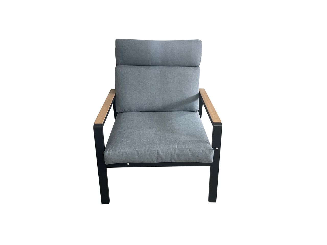 Happy Home 6 tlg. Eck-Lounge Set HGS55-GRA mit hoher Rückenlehne, Sitzkissen, grau & Holzoptik